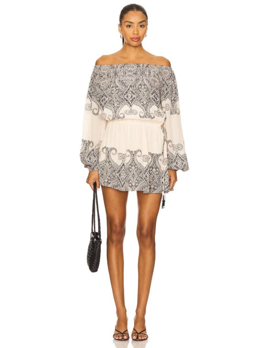 Hemant & Nandita Slip On Mini Dress Eggshell Womens Size Small